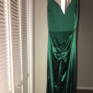 aria formal satin ruched dress